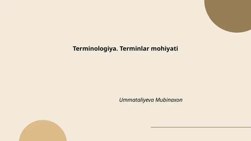 Terminologiya. Terminlar mohiyati 1