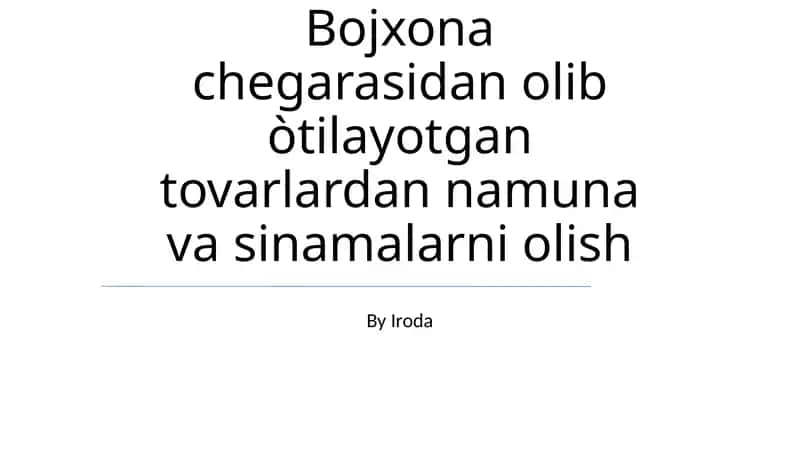 Namunalar olish strategiyasi 1
