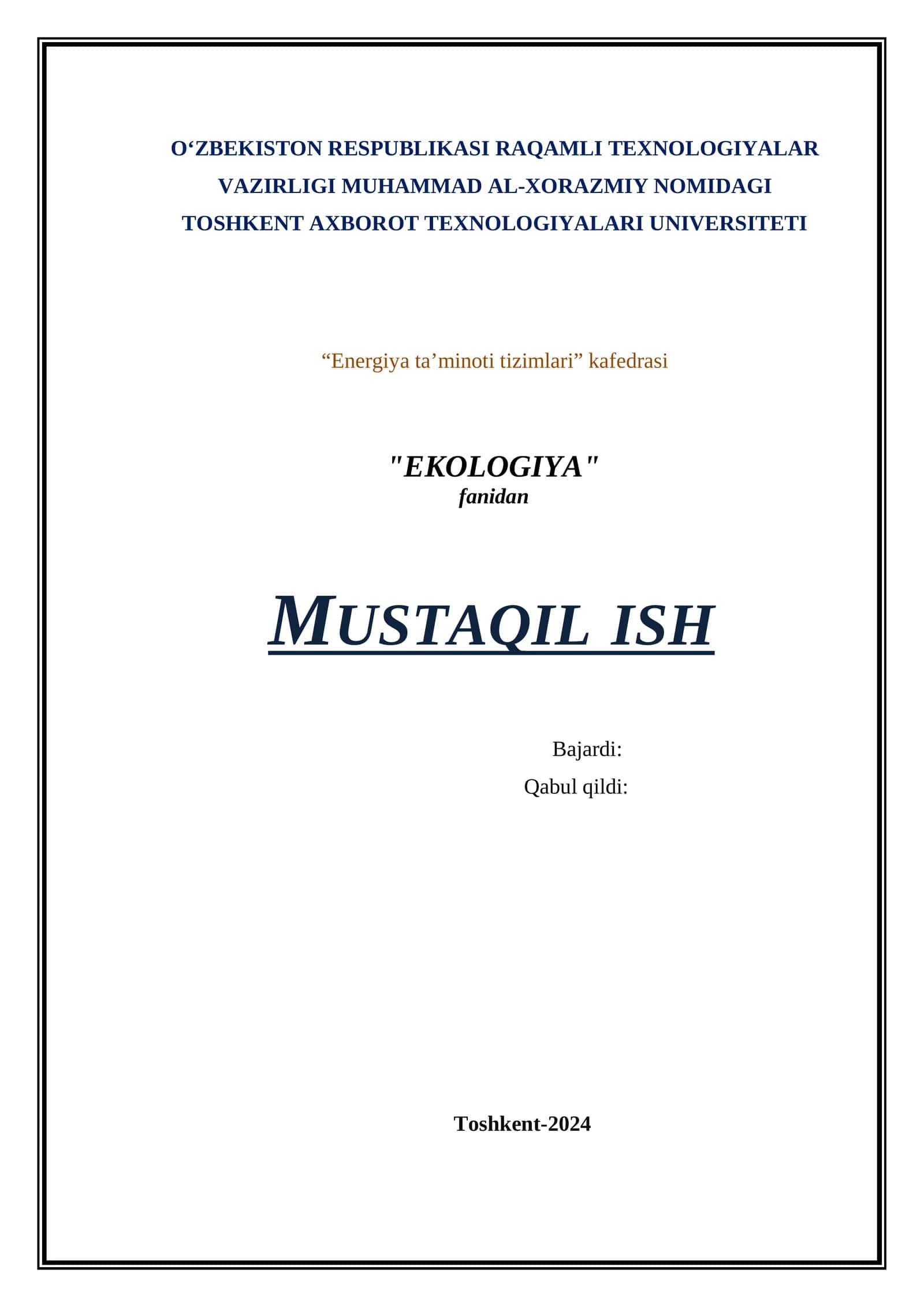 Tuproq qatlami va uning inson hayotidagi ahamiyati. Mustaqil ish 1