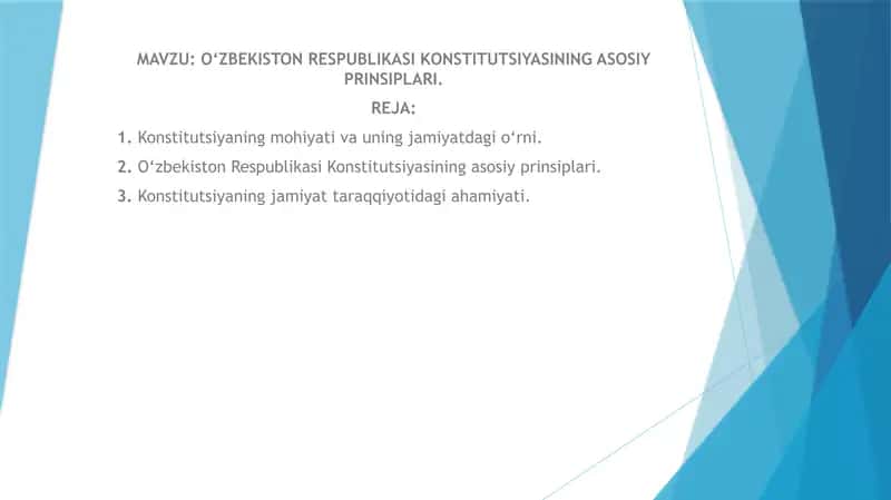 O‘ZBEKISTON RESPUBLIKASI KONSTITUTSIYASINING ASOSIY PRINSIPLARI. 1