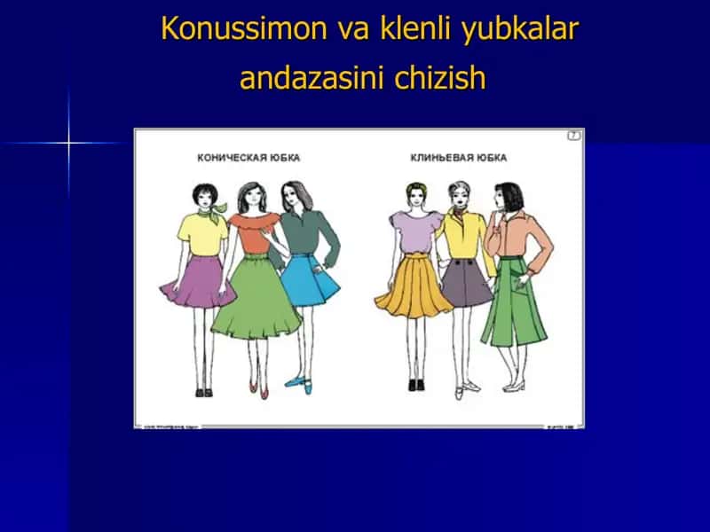 Konussimon va klenli yubkalar andazasini chizish 1