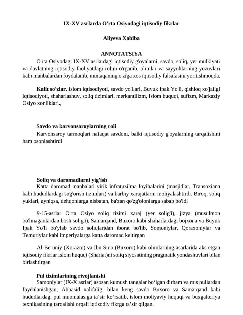 O'rta Osiyodagi iqtisodiy fikrlar 1