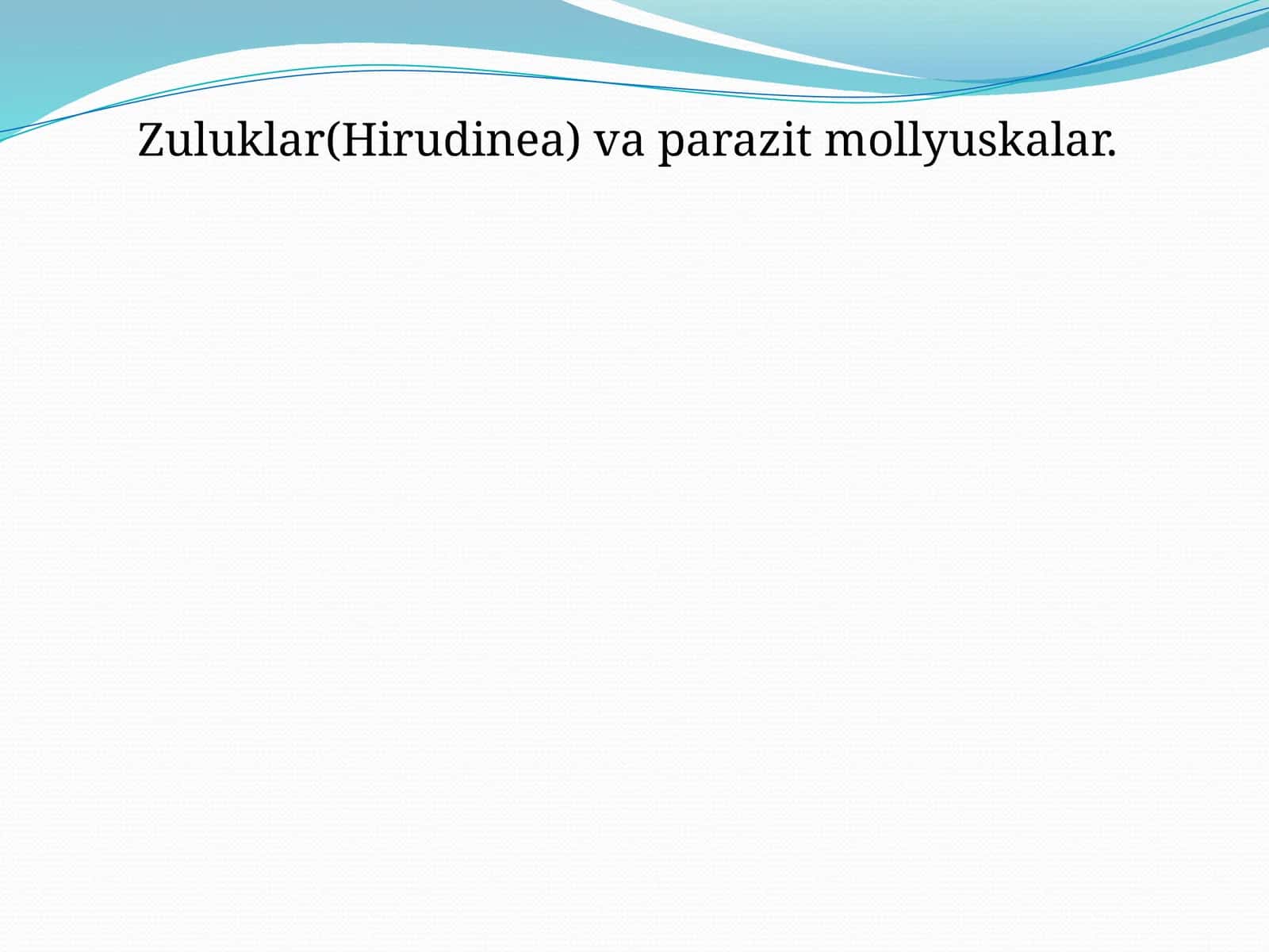 Zuluklar(Hirudinea) va parazit mollyuskalar 1