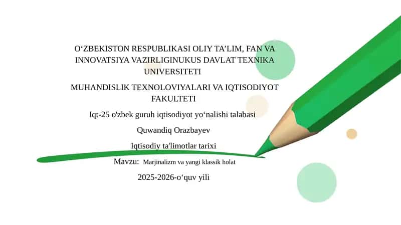 Marjinalizm va yangi klassik holat 1