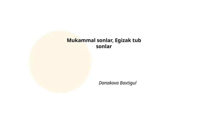 Mukammal sonlar va ularning ta'rifi 1