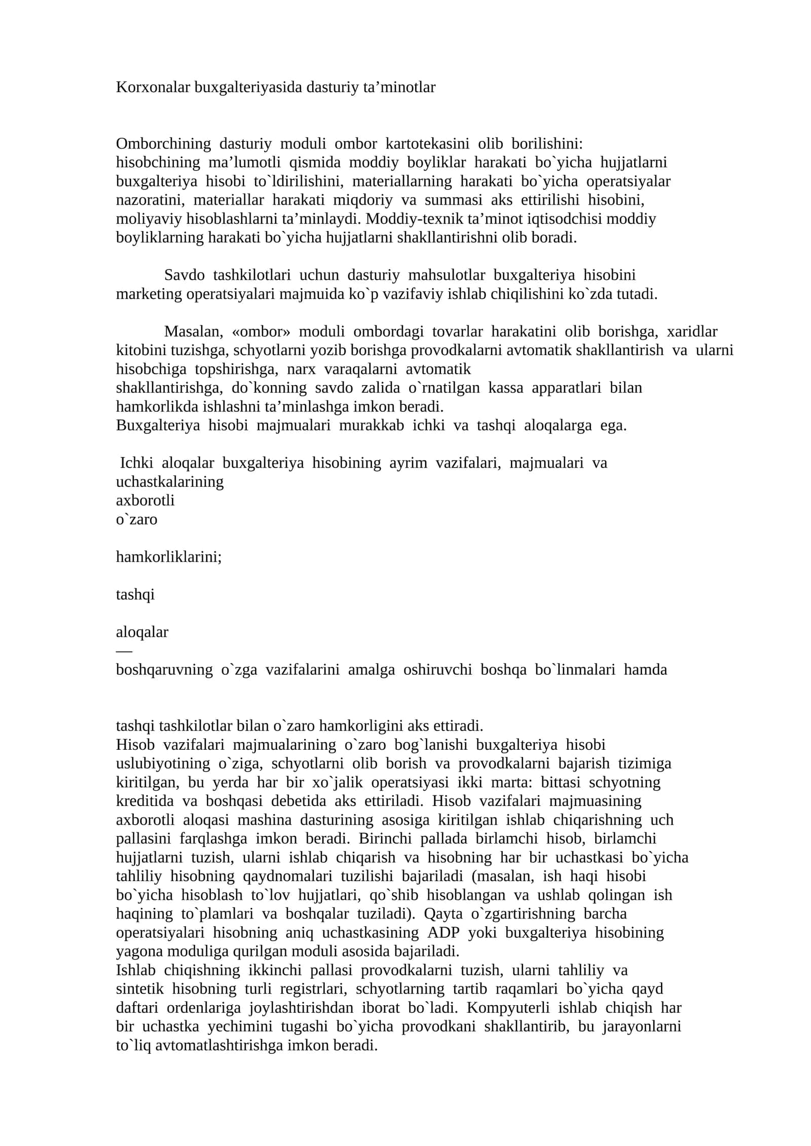 Korxonalar buxgalteriyasi dasturiy ta’minotlar 1