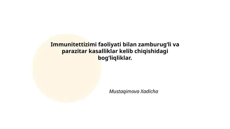 Immunitettizimi Faoliyati Bilan Zamburug‘li va Parazitar Kasalliklar Kelib Chiqishidagi Bog‘liqliklar 1