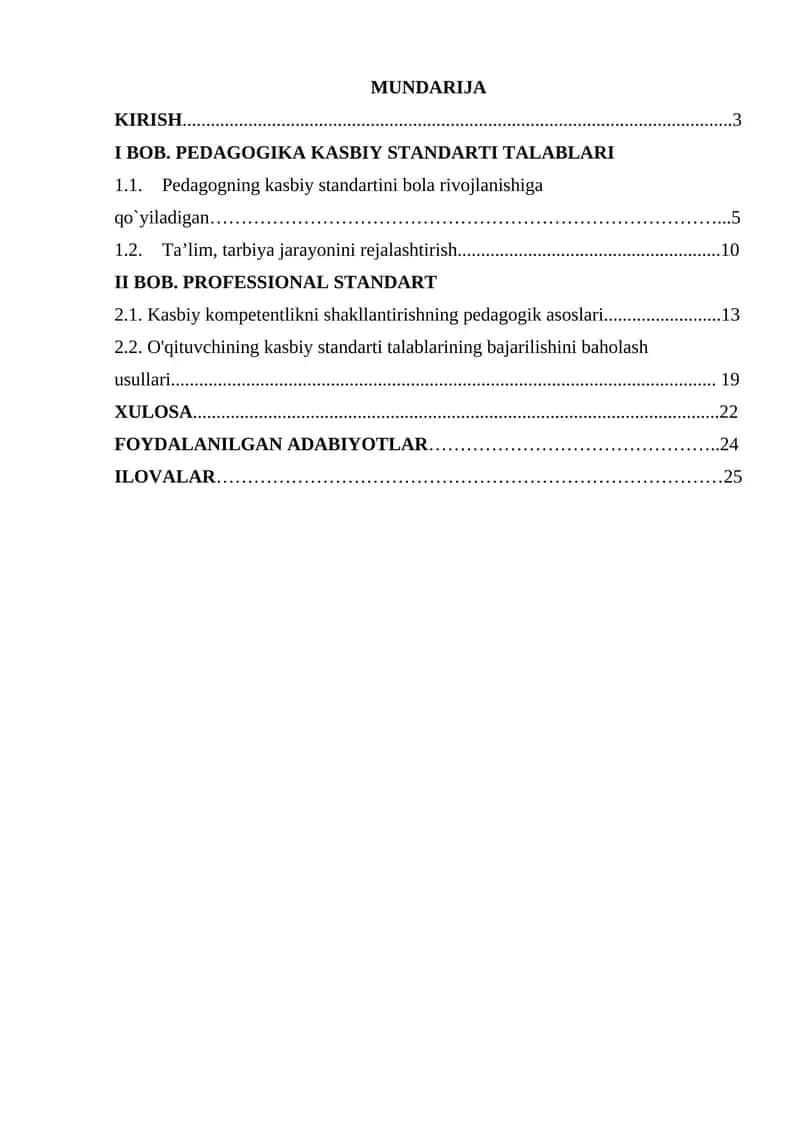 Pedagogning kasbiy standarti va kasbiy kompetentligini shakllantirishning pedagogik asoslari 1