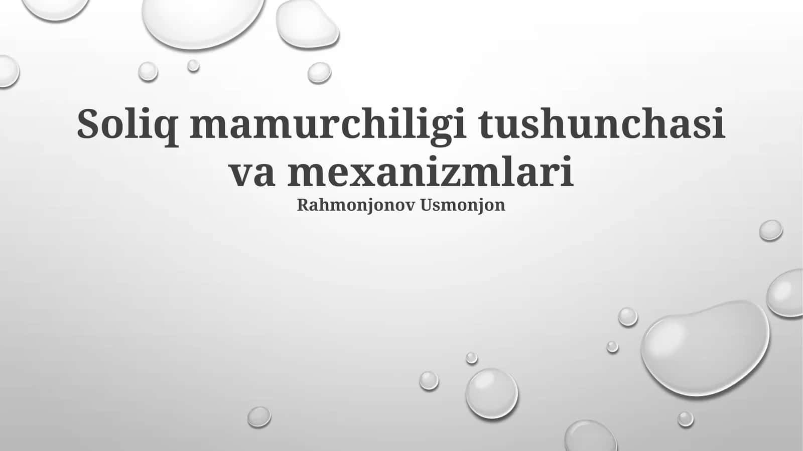 Soliq mamurchiligi tushunchasi va mexanizmlari 1