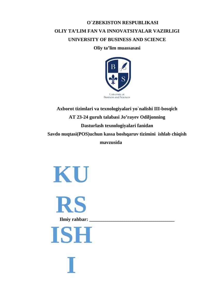 Axborot tizimlari va texnologiyalari yo`nalishi III-bosqich 1