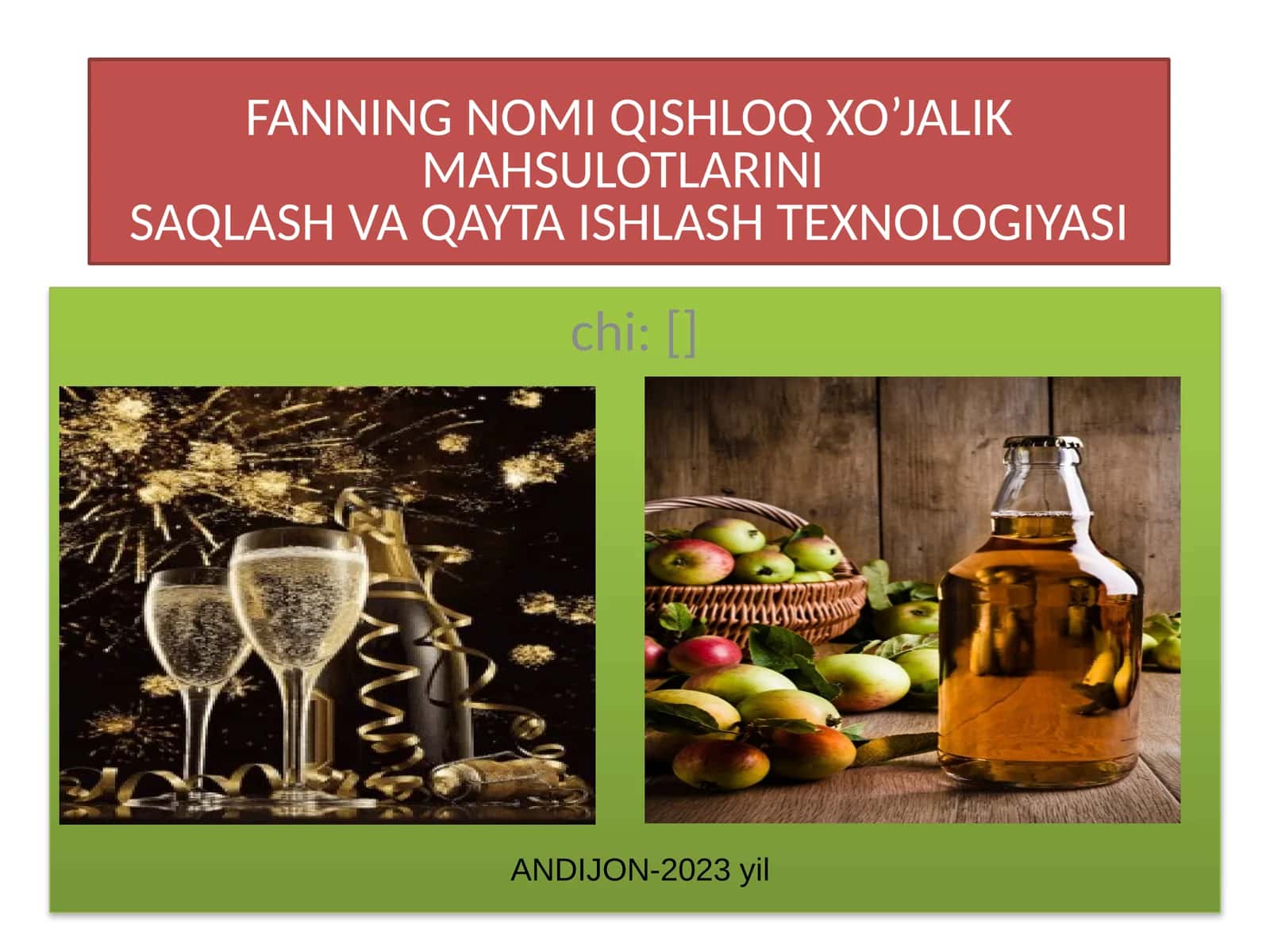 SHarob tayyorlash texnologiyasi 1