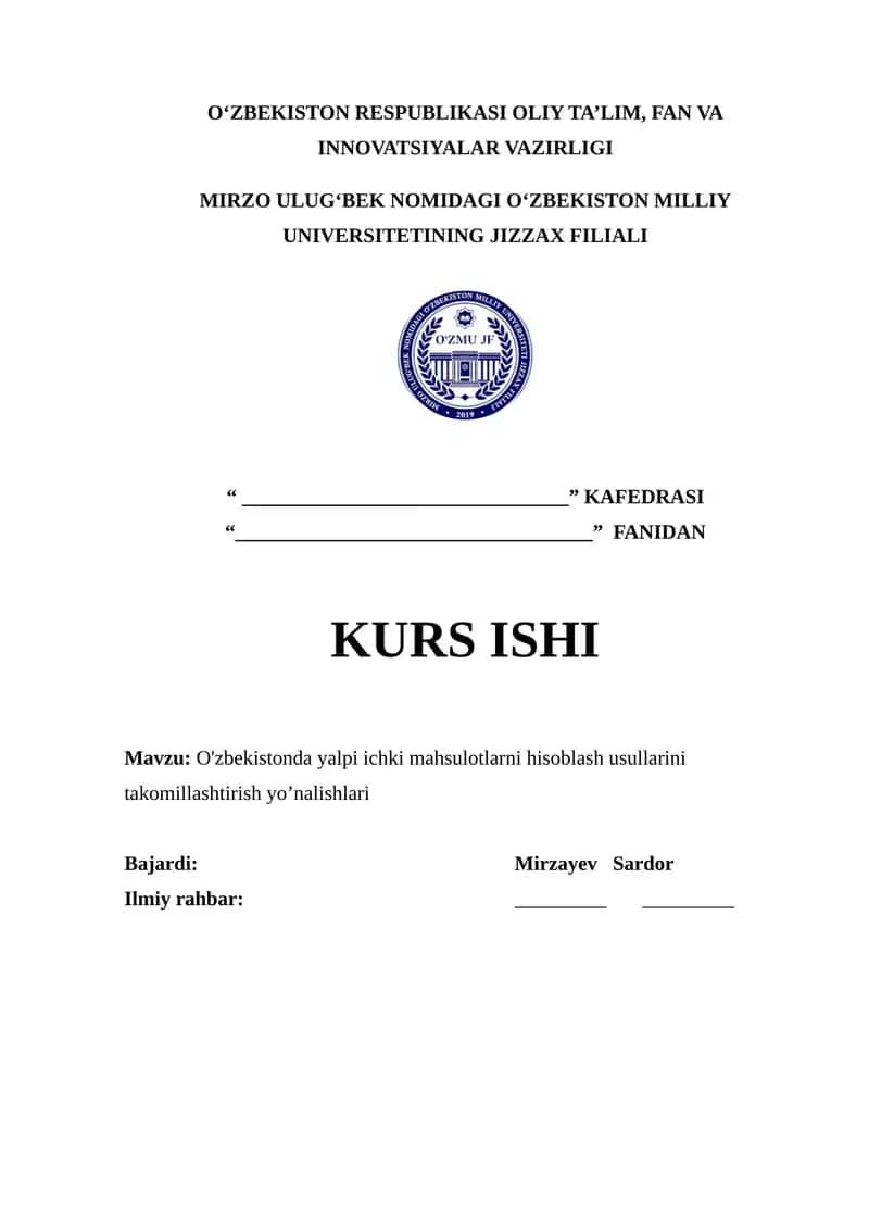 O'zbekistonda yalpi ichki mahsulotlarni hisoblash usullarini takomillashtirish yo’nalishlari 1
