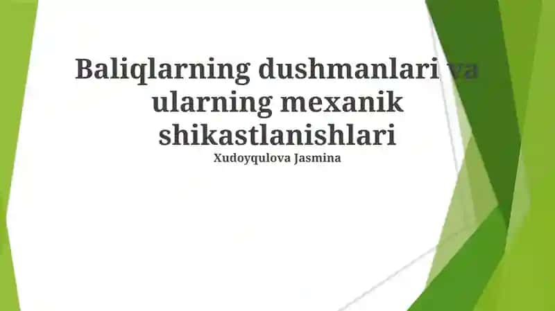 Baliqlarning dushmanlari va ularning mexanik shikastlanishlari