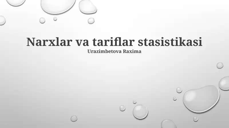 Narxlar va tariflar stasistikasi 1
