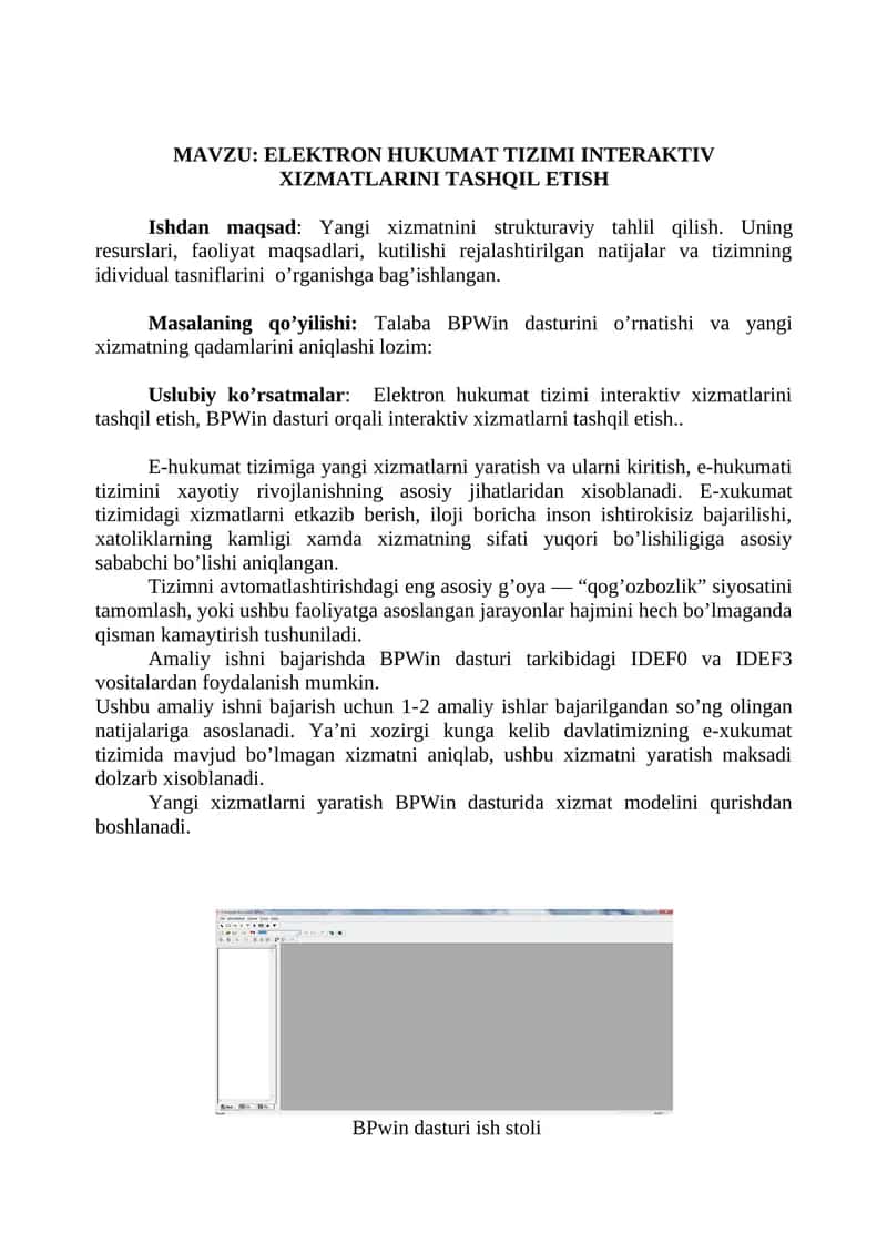 ELEKTRON HUKUMAT TIZIMI INTERAKTIV XIZMATLARINI TASHQIL ETISH 1