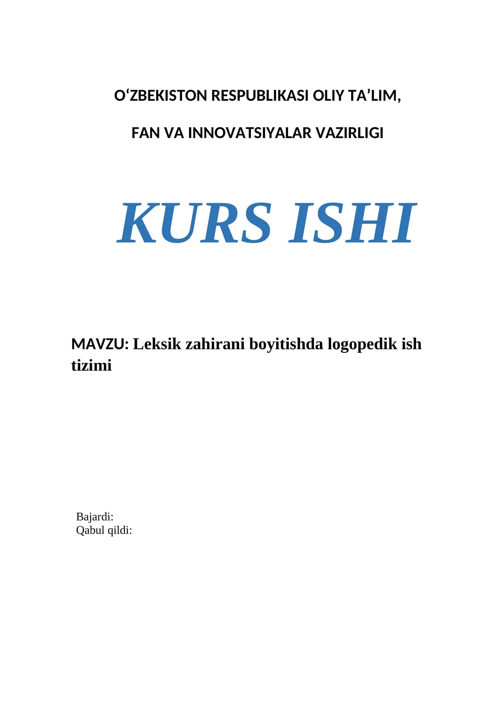 Leksik zahirani boyitishda logopedik ish tizimi 1