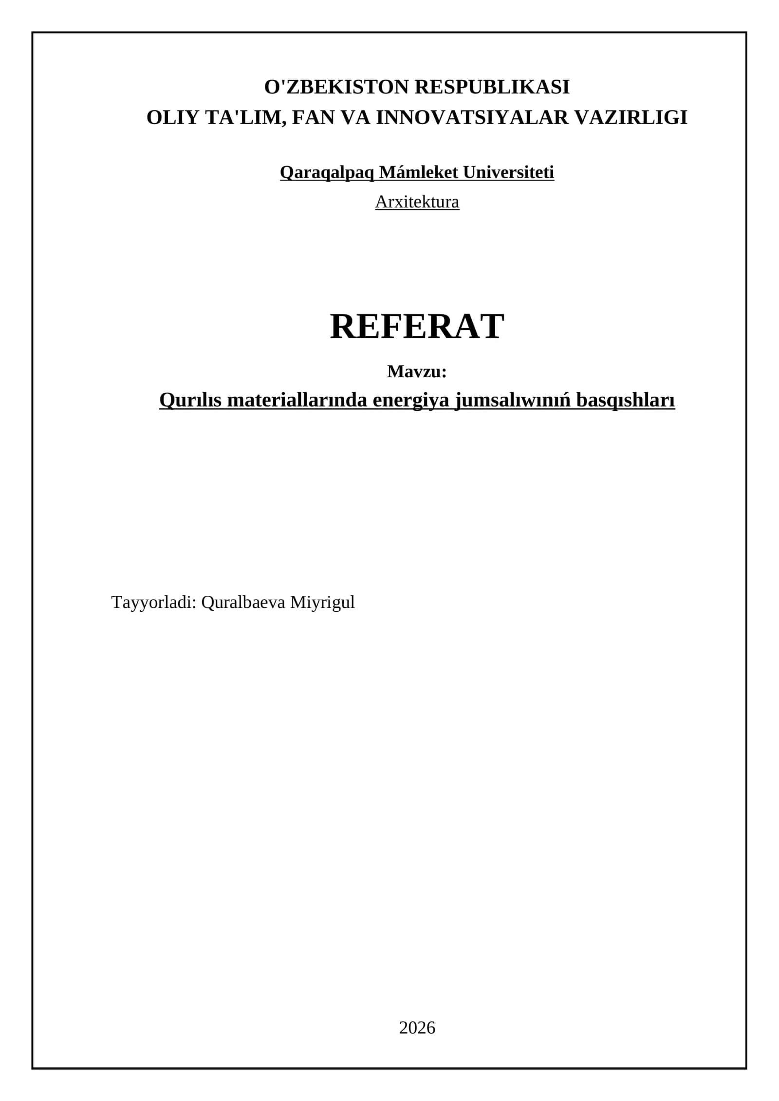Qurılıs materiallarında energiya jumsalıwınıń basqıshları 1