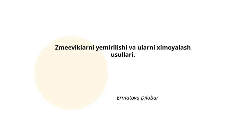 Zmeeviklarni yemirilishi va ularni ximoyalash usullari 1