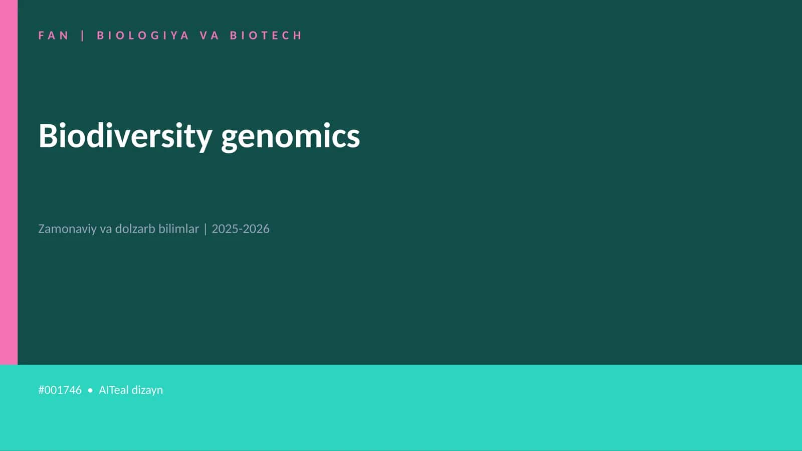 Biodiversity genomics 1
