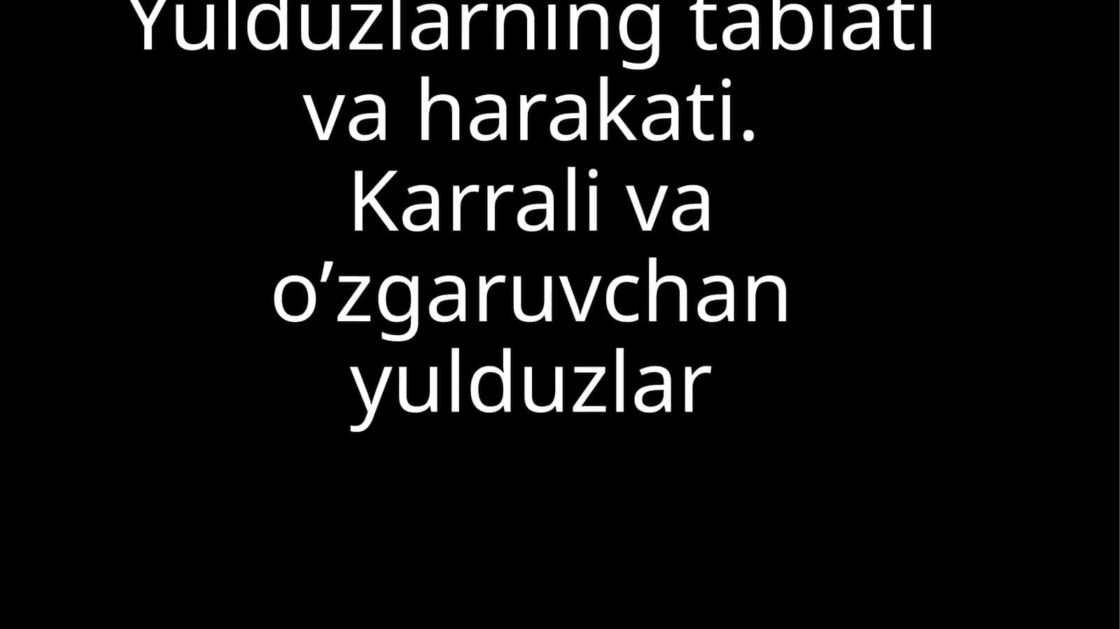 Yulduzlar va ularning harakatlari 1
