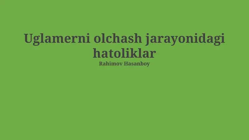 O'lchash Jarayonidagi Xatolar 1
