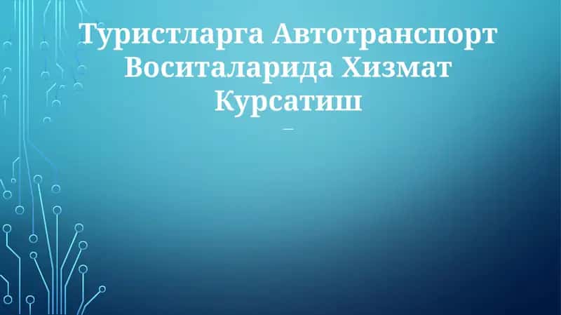 Туристларга Автотранспорт Воситаларида Хизмат Курсатиш 1