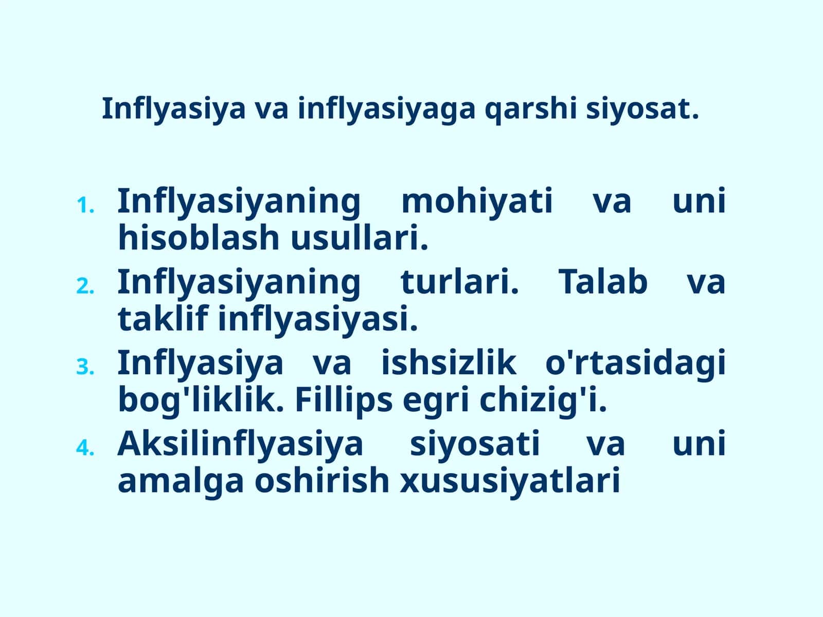 Inflyasiya va inflatsiya qarshisiyosat 1