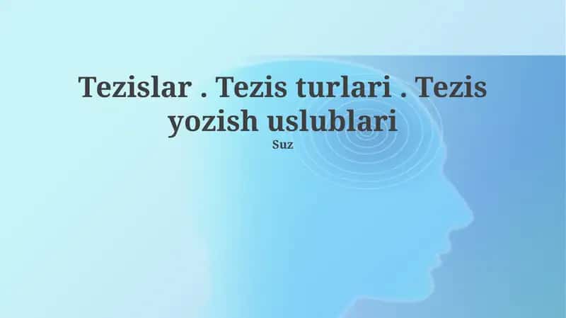 Tezislar. Tezis turlari. Tezis yozish uslublari 1
