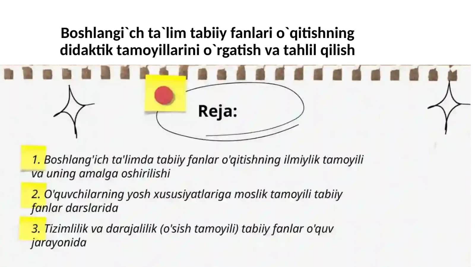 Boshlang'ich ta'limda tabiiy fanlarni o'qitishning didaktik tamoyillari 1