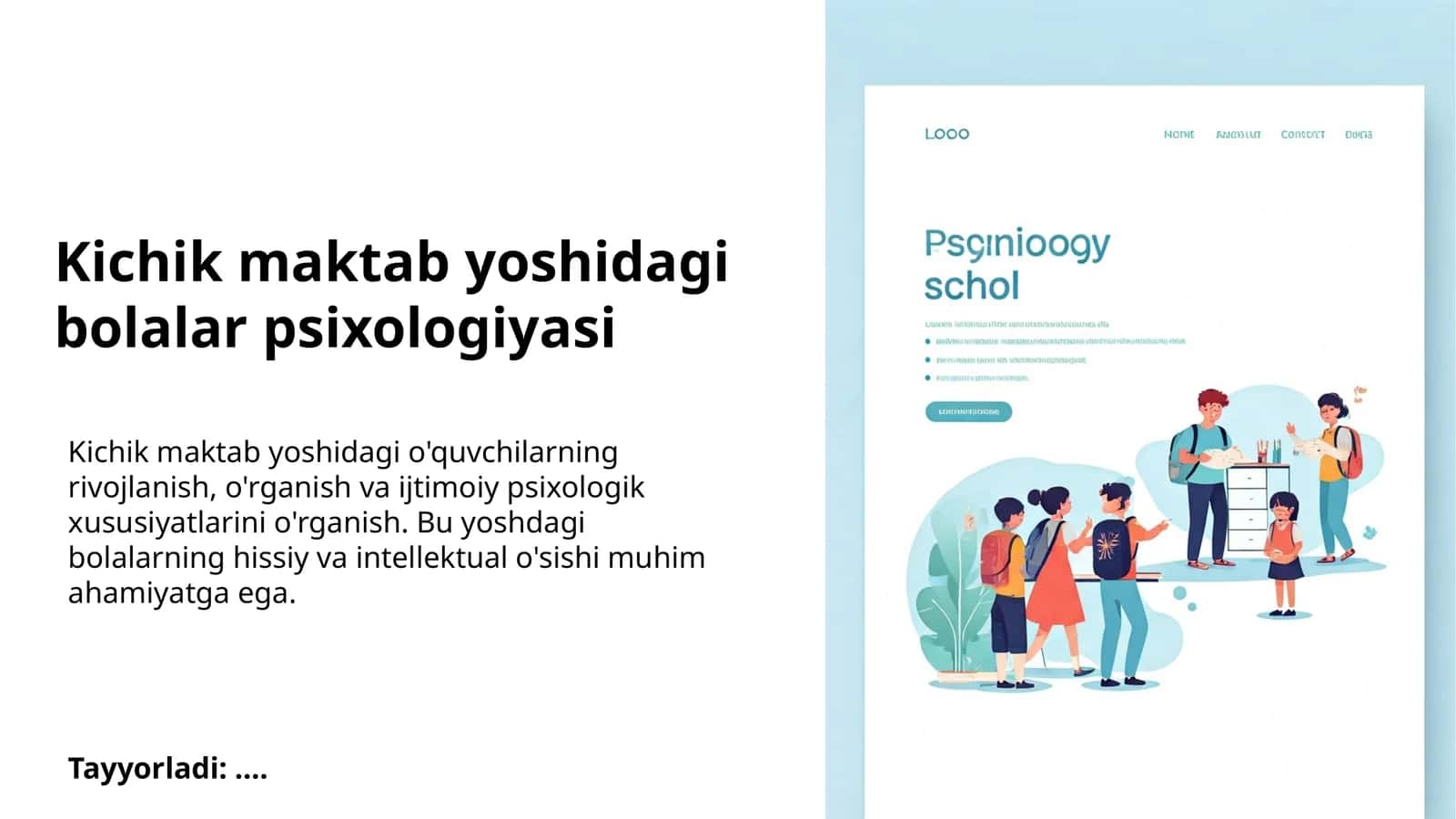 Kichik maktab yoshidagi bolalar psixologiyasi 1