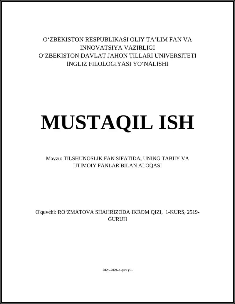 Tilshunoslikning fan sifatidagi mohiyati va ilmiy metodlari 1