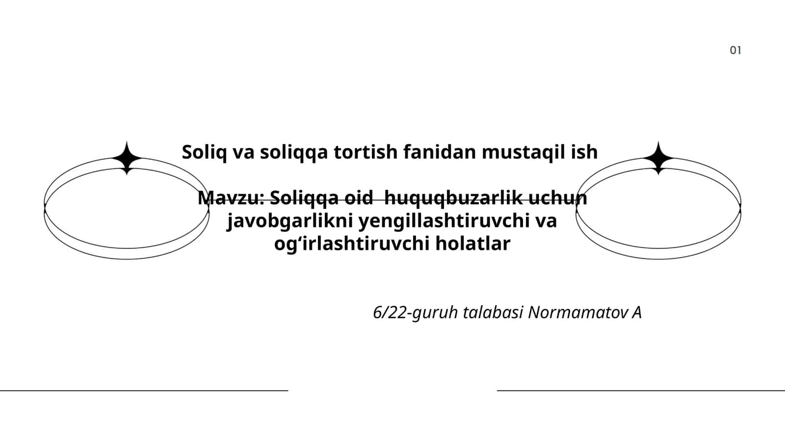 Soliq va soliqqa tortish fanidan mustaqil ish 1