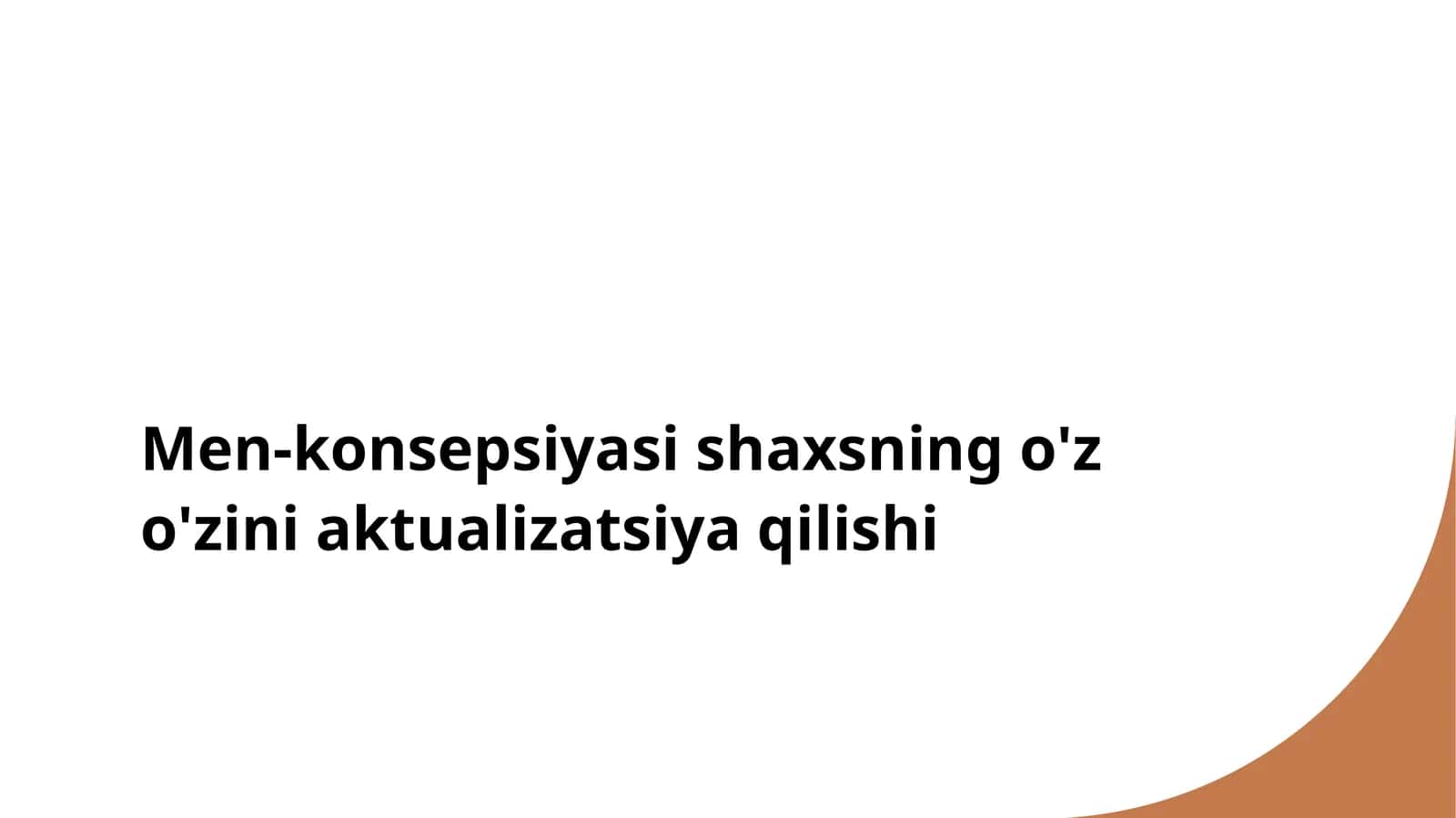 O'z-o'zini anglash va rivojlanish 1