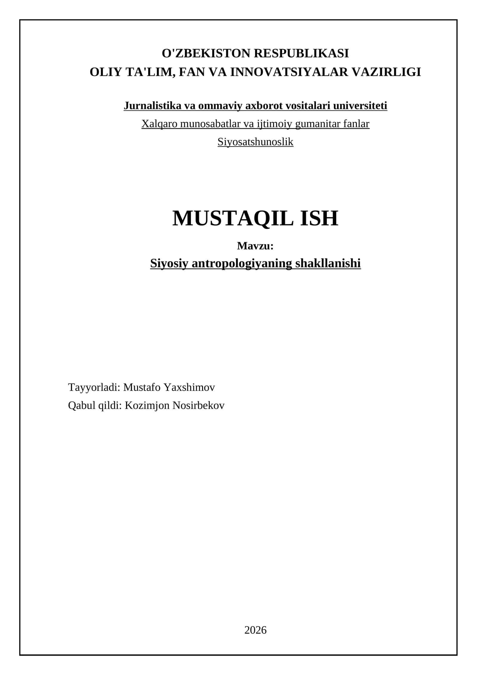 Siyosiy antropologiyaning shakllanishi 1