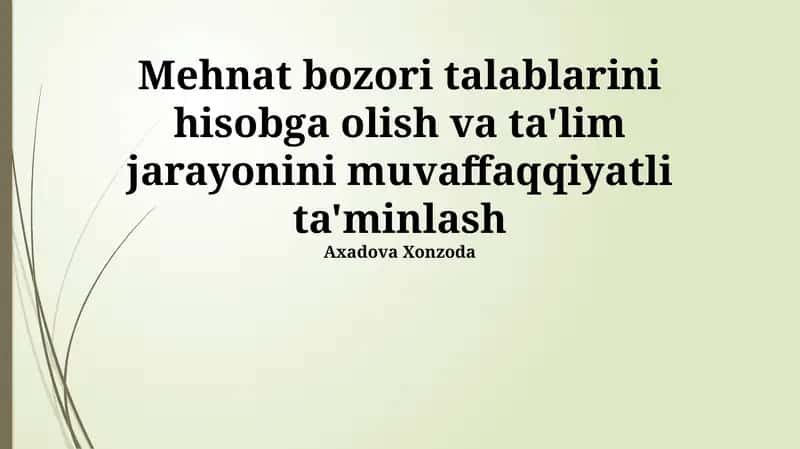 Mehnat bozorining talablarini tahlil qilish 1