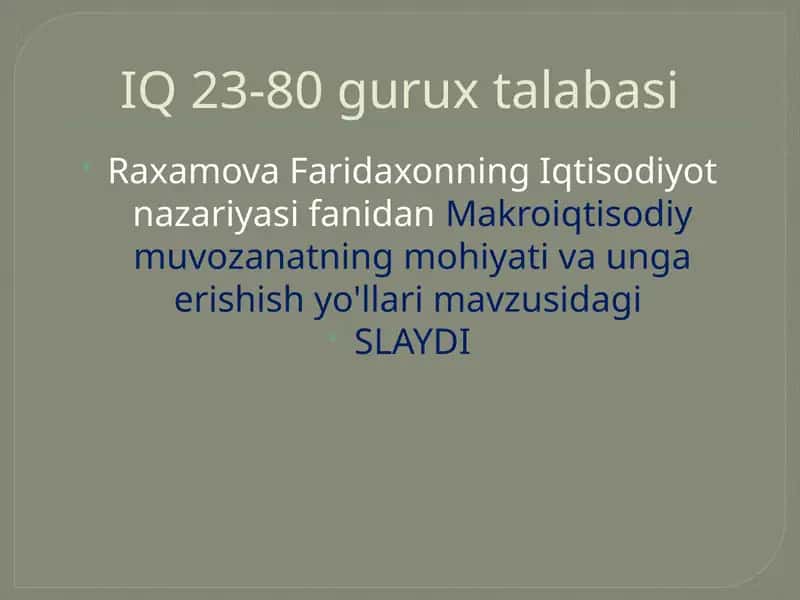 Raxamova Faridaxonning Iqtisodiyot Nazariyasi 1