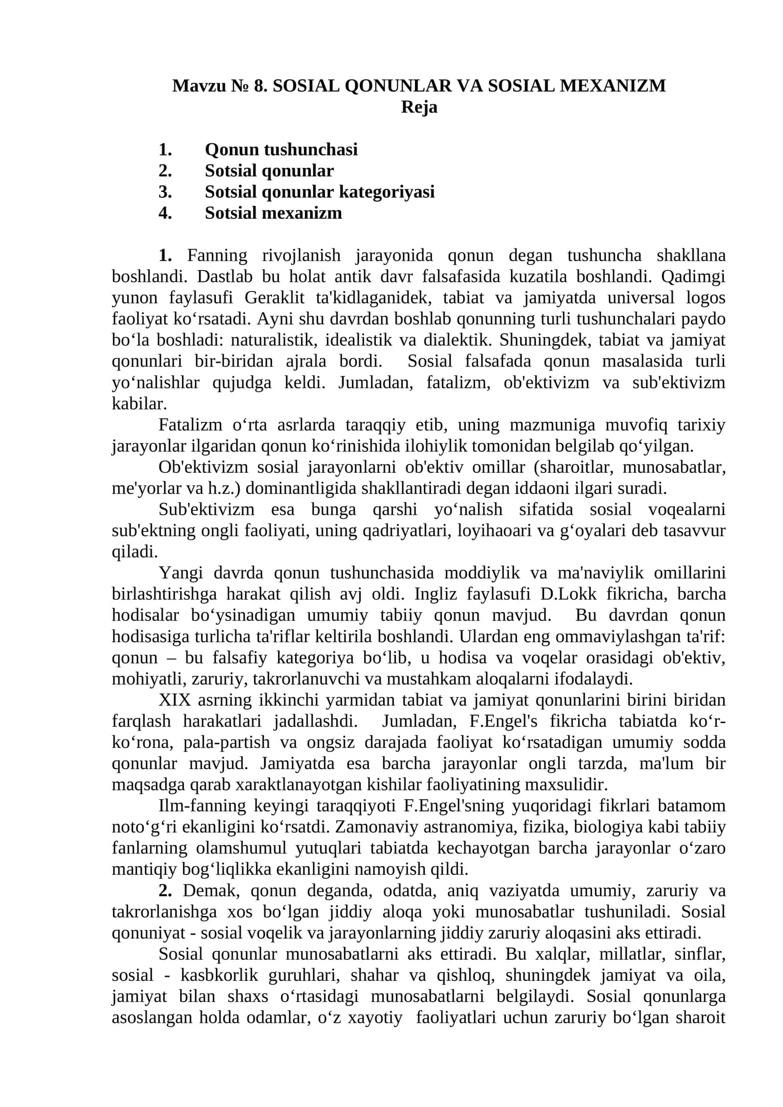 SOSIAL QONUNLAR VA SOSIAL MEXANIZM 1