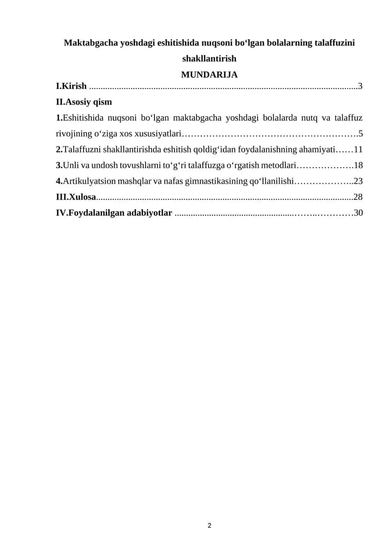 Maktabgacha yoshdagi eshitishida nuqsoni bo‘lgan bolalarning talaffuzini shakllantirish 1
