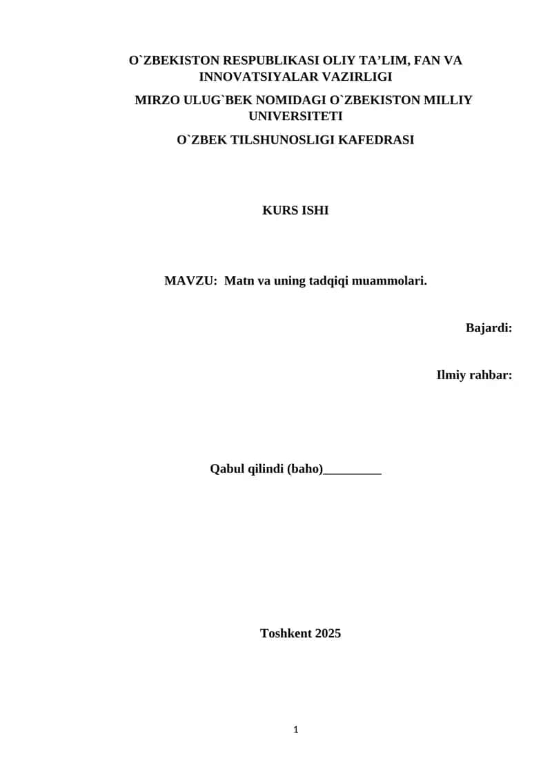 Matn va uning tadqiqi muammolari 1