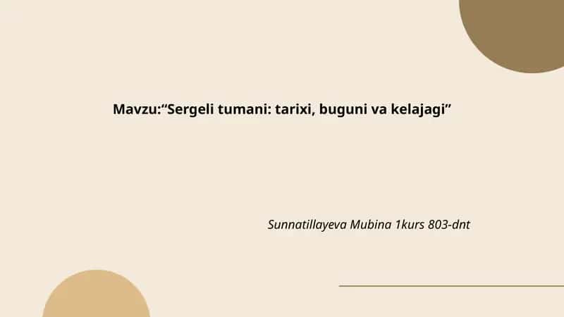 Sergeli tumani: tarixi, buguni va kelajagi 1