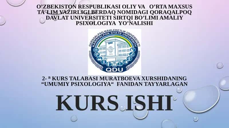Umumiy Psixologiya Kurs Ishi 1