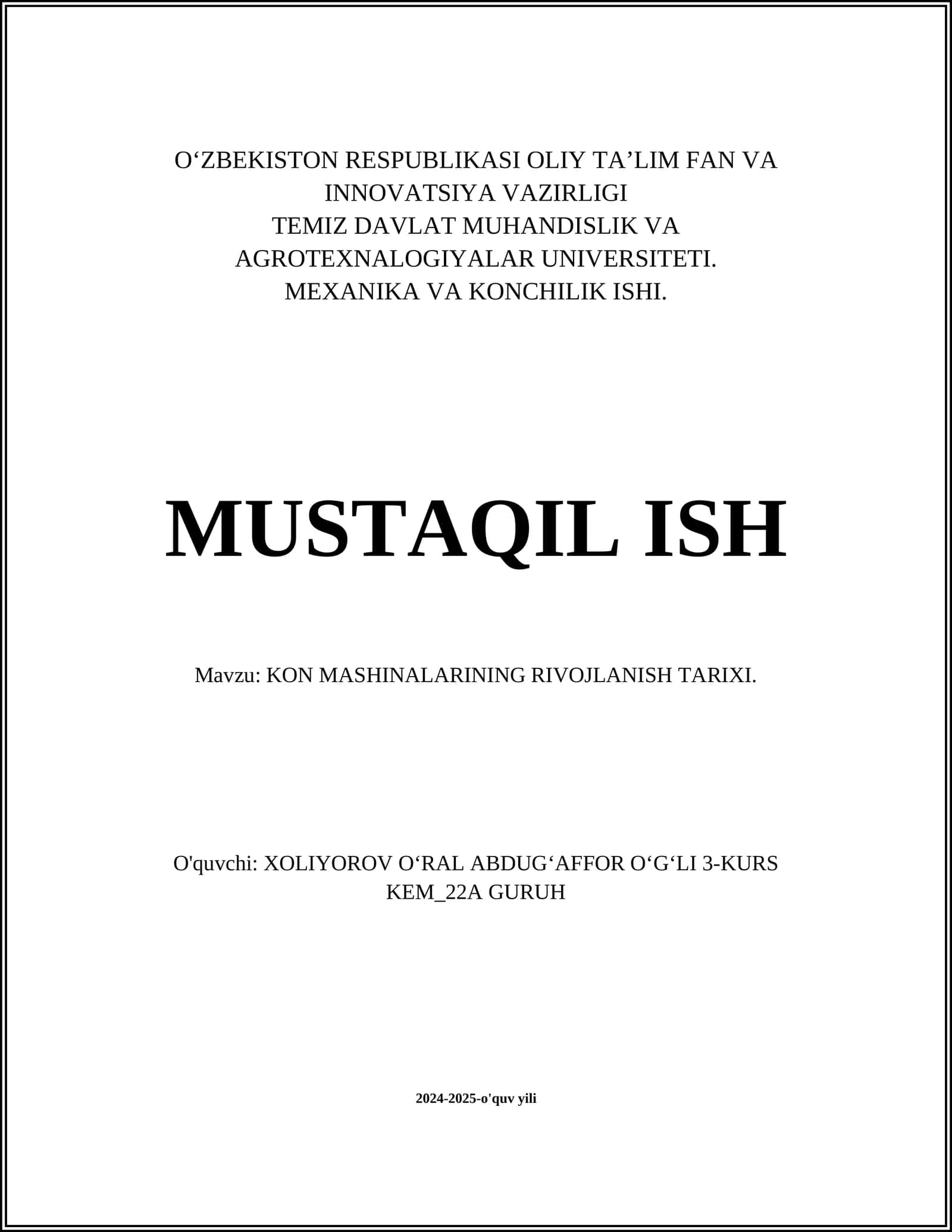 KON MASHINALARINING RIVOJLANISH TARIXI 1