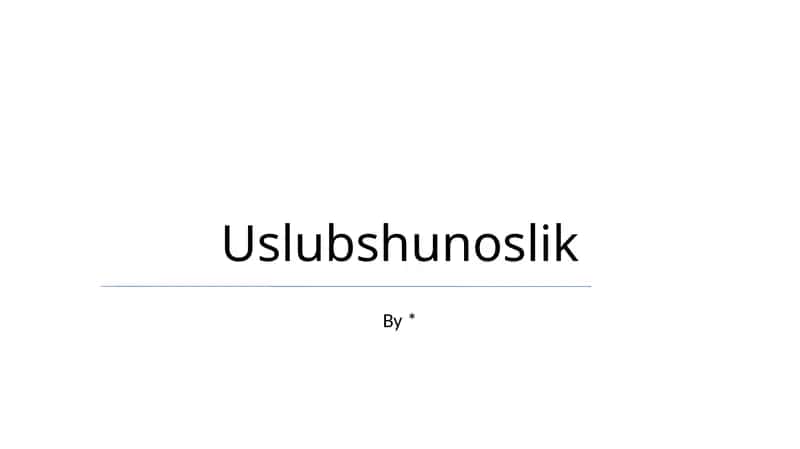 Uslubshunoslik 1