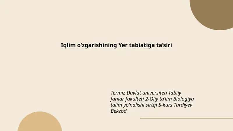 Iqlim o‘zgarishining Yer tabiatiga ta’siri 1