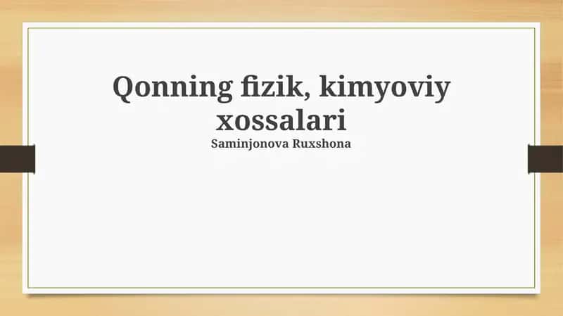 Qonning fizik, kimyoviy xossalari 1
