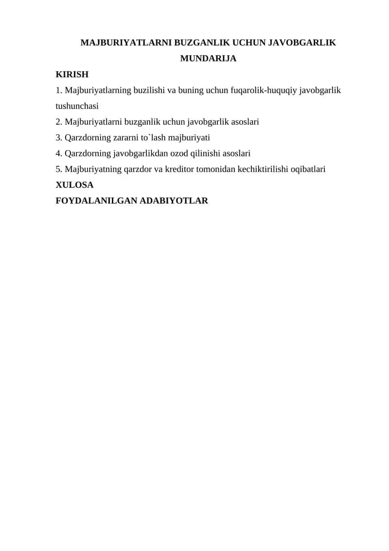 Majburiyatlarni buzganlik uchun javobgarlik 1