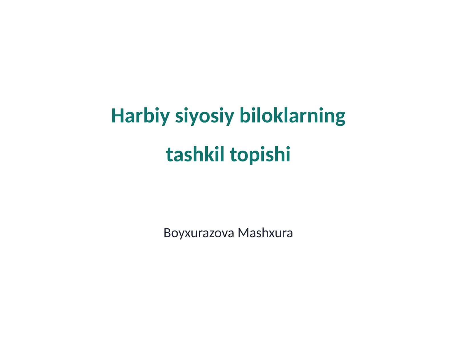 Harbiy siyosiy biloklarning tashkil topishi 1