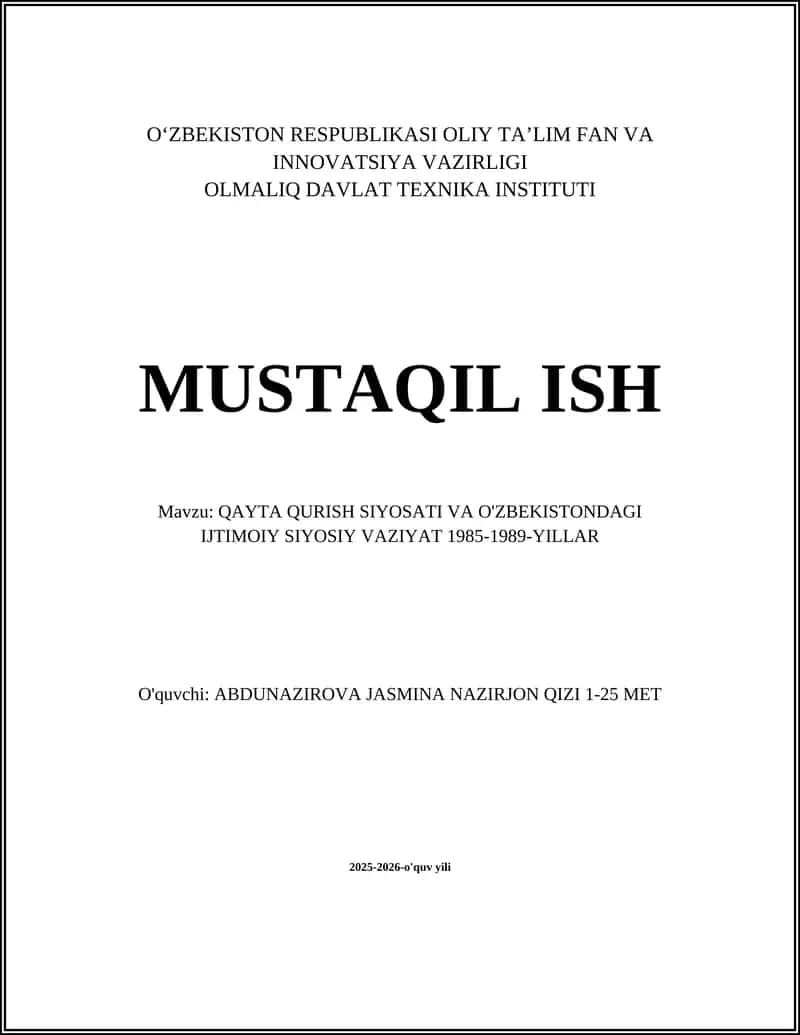 Qayta qurish siyosati 1