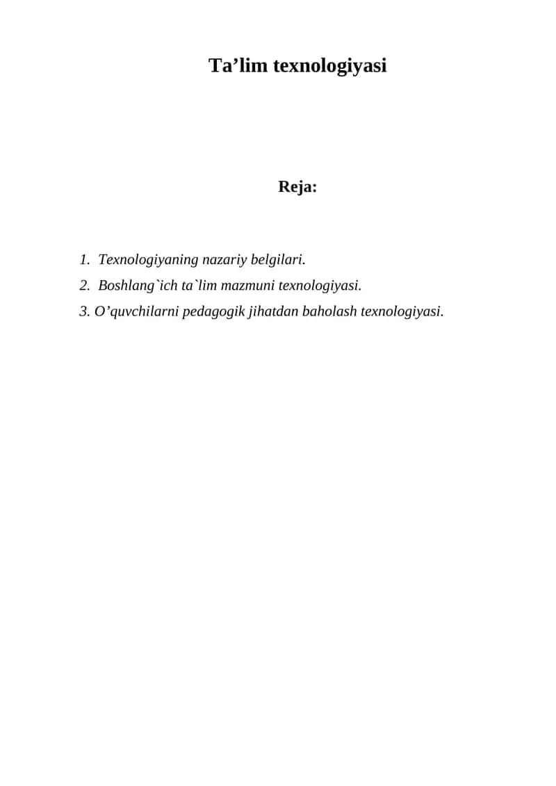 Boshlang’ich ta'lim texnologiyasi 1