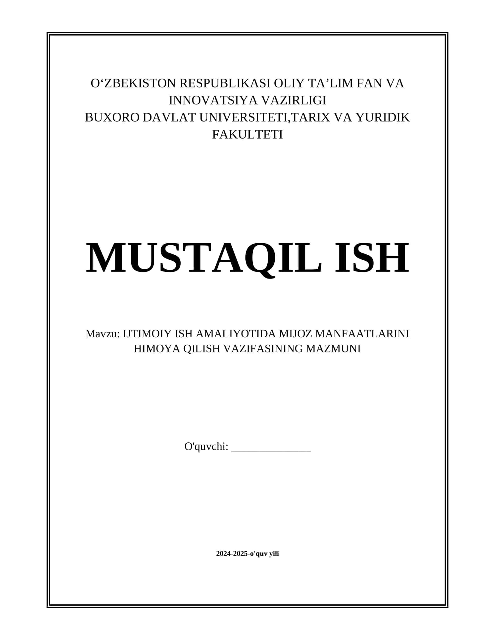 IJTIMOIY ISH AMALIYOTIDA MIJOZ MANFAATLARINI HIMOYA QILISH VAZIFASINING MAZMUNI 1